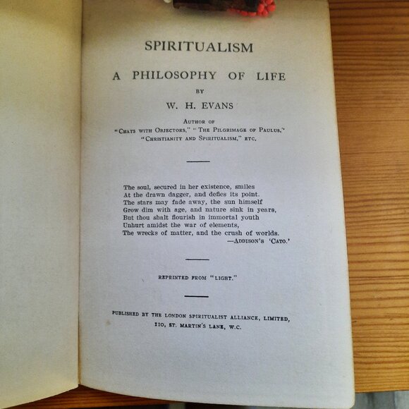 Spiritualism: A Philosophy of Life by W. H. Evans (c. 1913) *RARE* - Picture 2 of 3